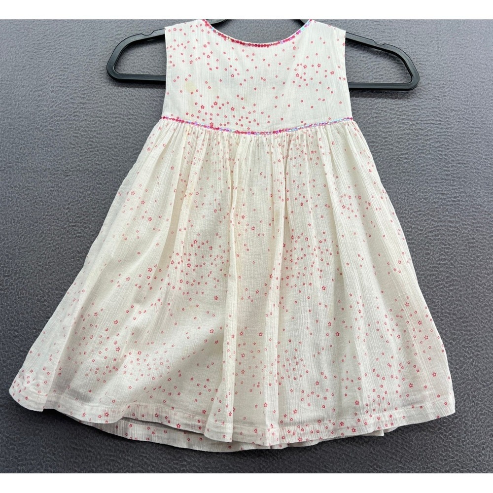 Almirah Dress Girl's Size 4-5Y White Red Floral Star Sequin Cotton India